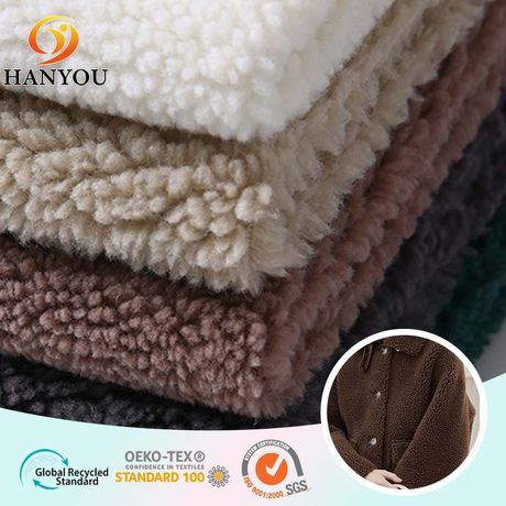 Hanyo Brown Tissu en toison sherpa à une seule fois pour manteau d'hiver