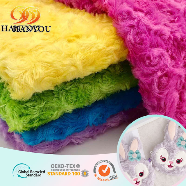 Hanyo 100% polyester hoa hồng pv vải lông thú sang trọng cho đồ chơi