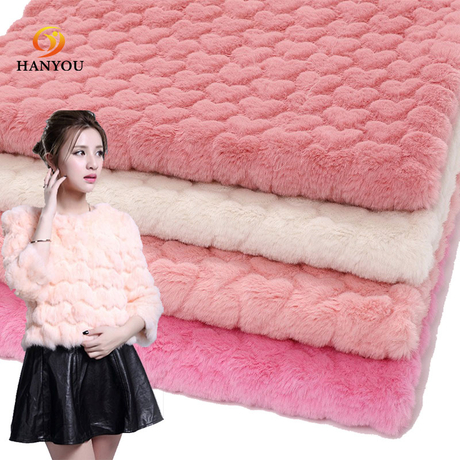 Hanyo Plain Pink Heart khắc vải lông thú giả