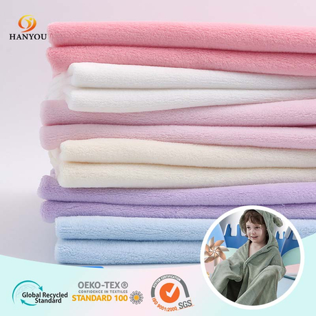 Hanyo Wholesale Double face en peluche Coral Tissu en molleton pour enfants Sweat à capuche