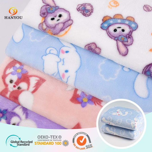 Hanyo Rabit in vải lông cừu flannel thoải mái cho trẻ em