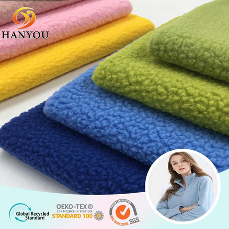 Hanyo Color Color Polyester Polar Fleece Fabric pour manteau